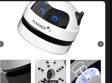 Kompaktni beli mini usisivač za sto i PC opremu sa oznakom Cleaner