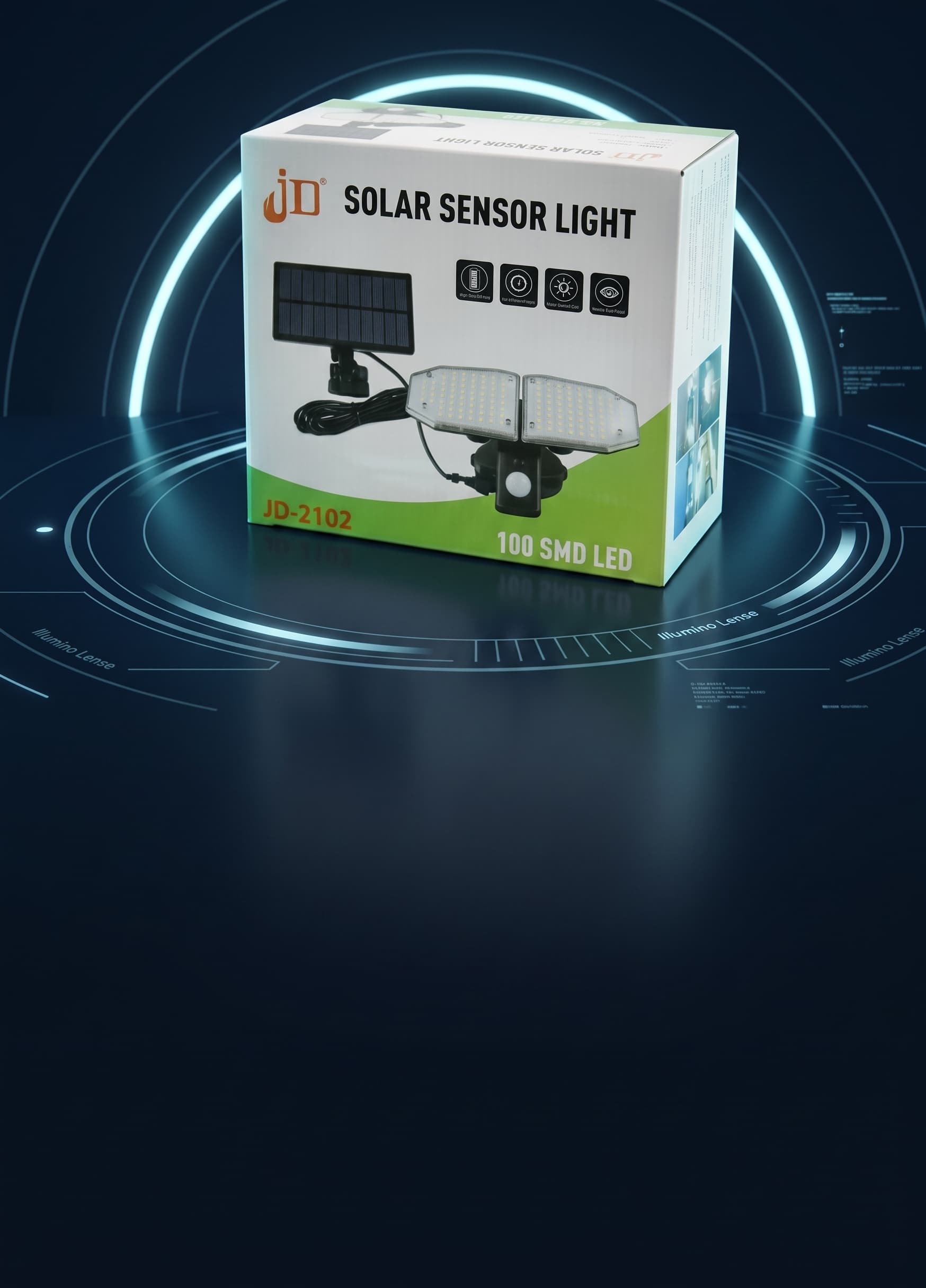 Solarni zidni reflektor JD-2102 sa senzorom pokreta