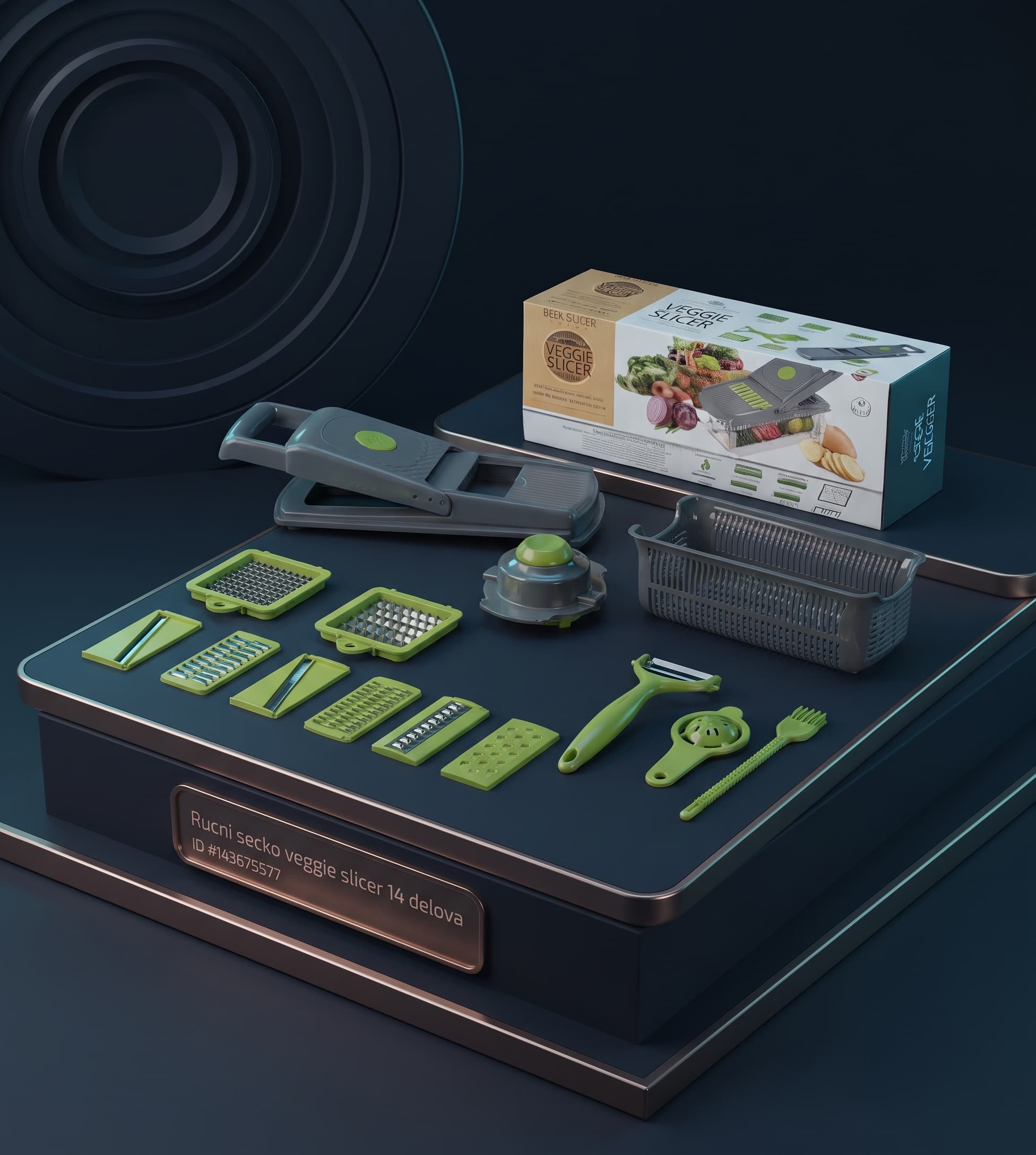 Kompletan set ručnog sečka veggie slicer sa kutijom
