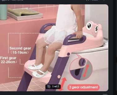 Dečji adapter za WC šolju sa preklopivim merdevinama, ružičasto-ljubičaste boje
