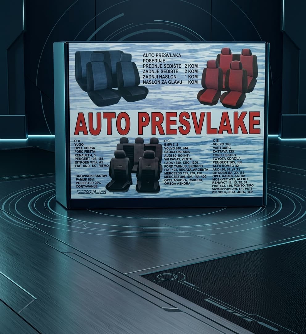 Kutija univerzalnih auto presvlaka za prednja i zadnja sedišta